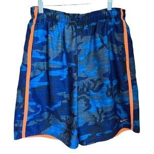 Nike Mens Blue/Gray Camo Board Shorts, Size Large